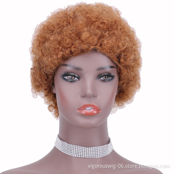 Afro curly wholesale inch short bob pixie cut wave blonde cheap glueless brazilian raw human hair wigs black women